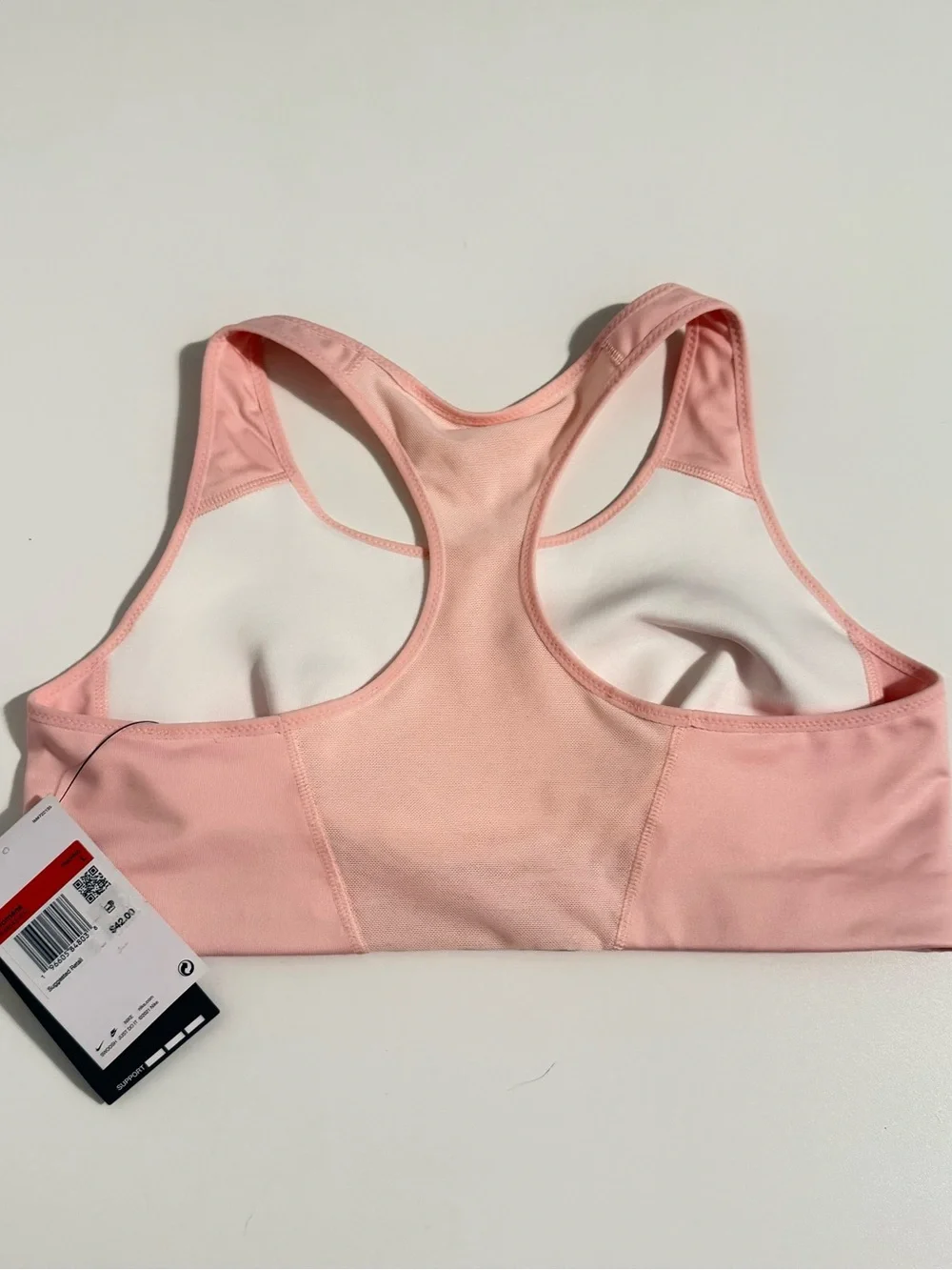 Nike Pink Racerback Sports Bra with White Swoosh Sz L